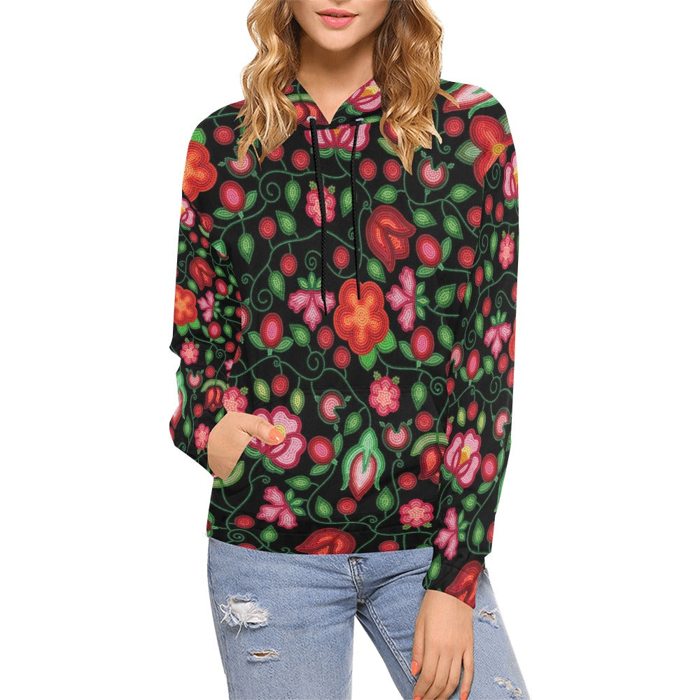 Rose Reverie Black Hoodie for Women