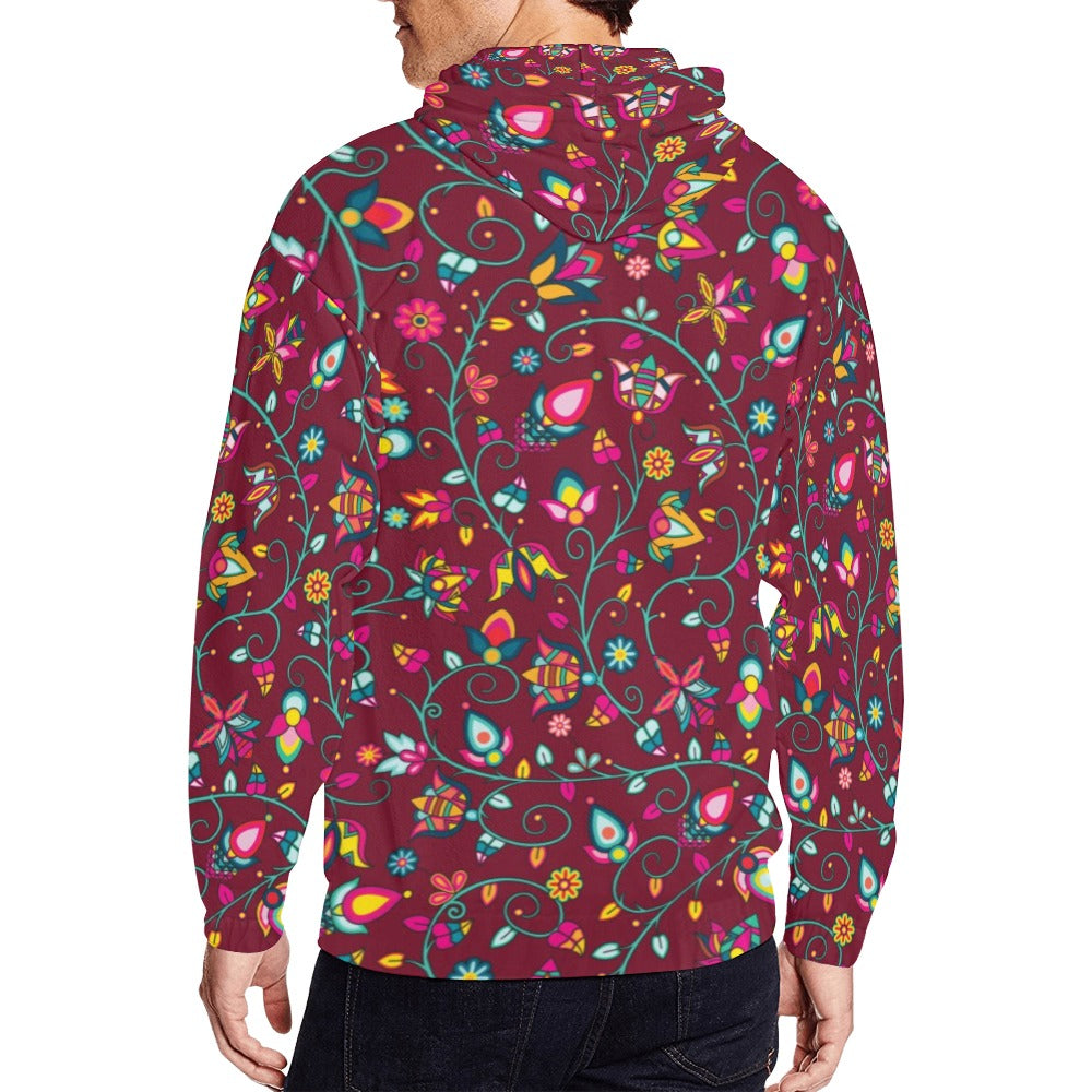 Thorny Path Cranberry Men's Zipper Hoodie