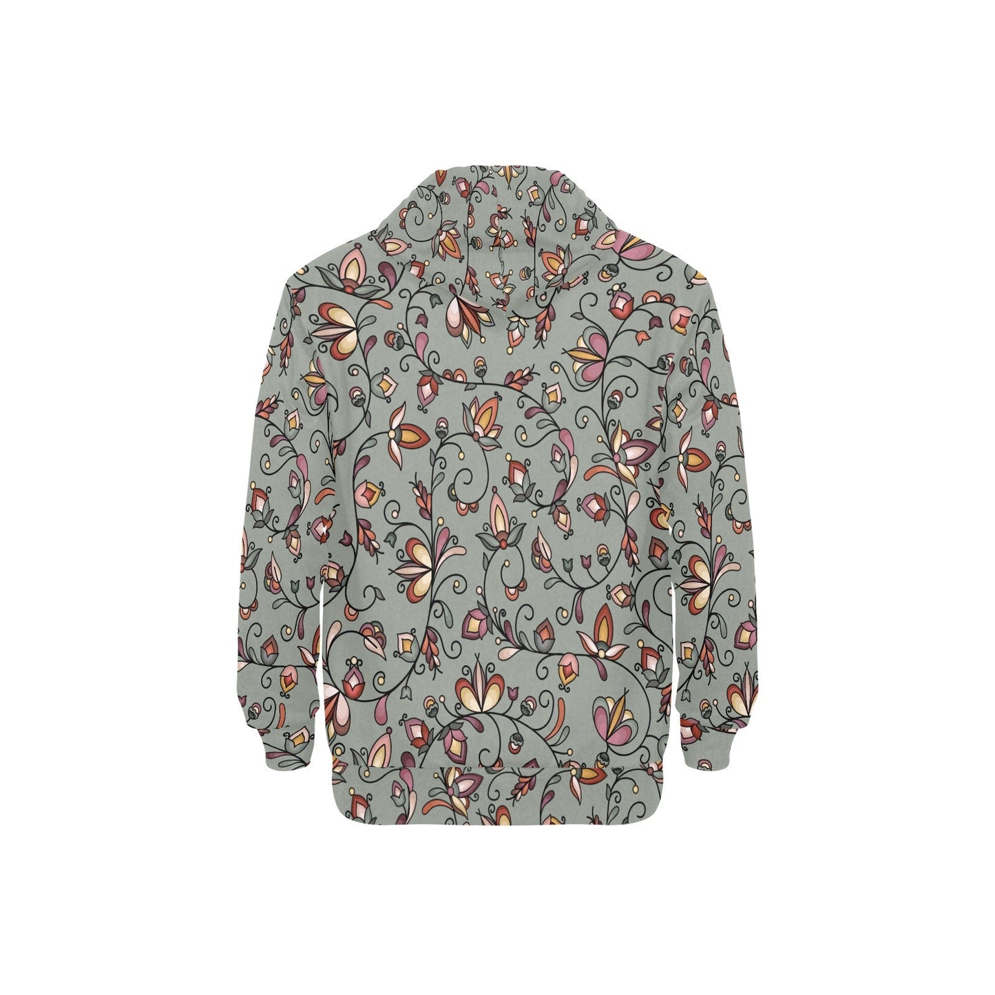 Burnt Sky Petals Green Men's Long Sleeve Fleece Hoodie