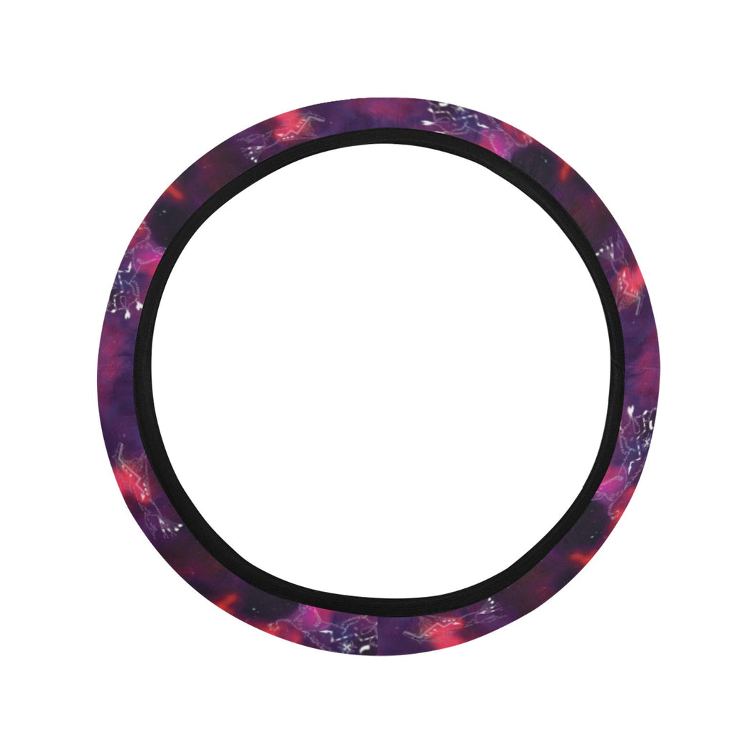 Animal Ancestors 3 Blue Pink Swirl Steering Wheel Cover with Elastic Edge