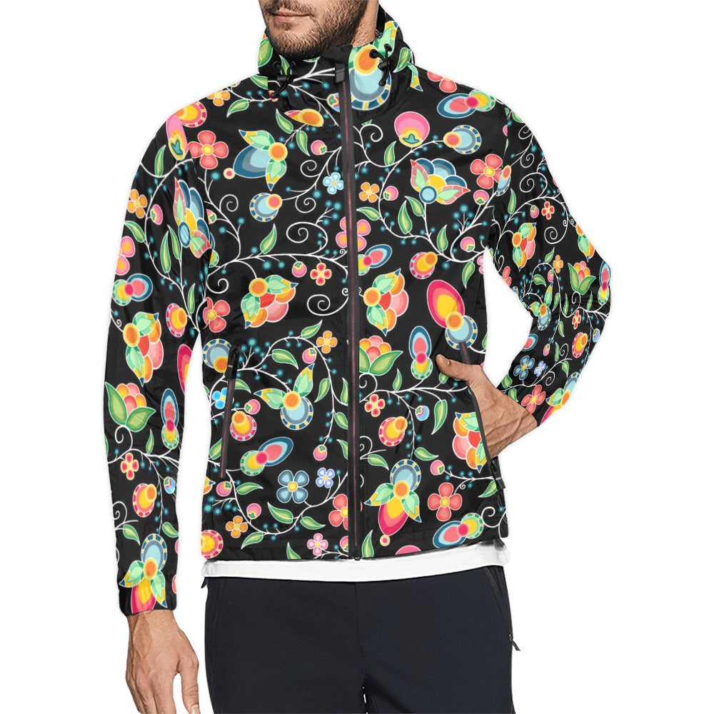 Floral Bounty Black Men's Windbreaker