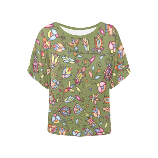 Buffalo Bloom Sage Women's Batwing-Sleeved Blouse T shirt
