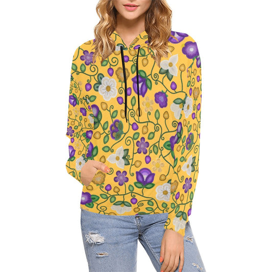 Midnight Moss Bloom Yellow Hoodie for Women