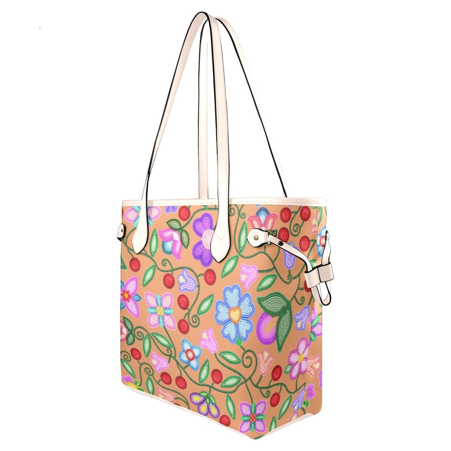 Petal Harmony Terracotta Clover Canvas Tote