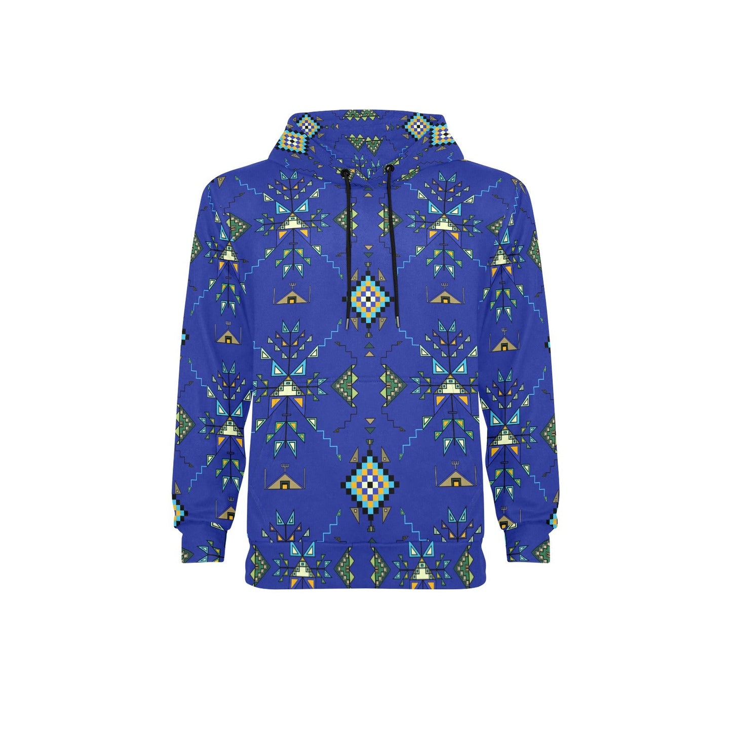 Bear Shield Dark Blue Men's Long Sleeve Fleece Hoodie