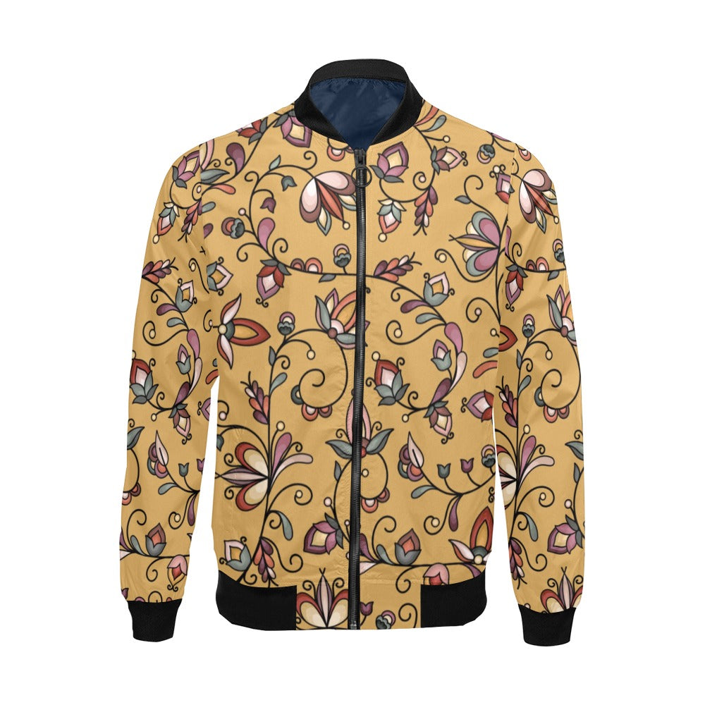 Burnt Sky Petals Gold Bomber Jacket for Men