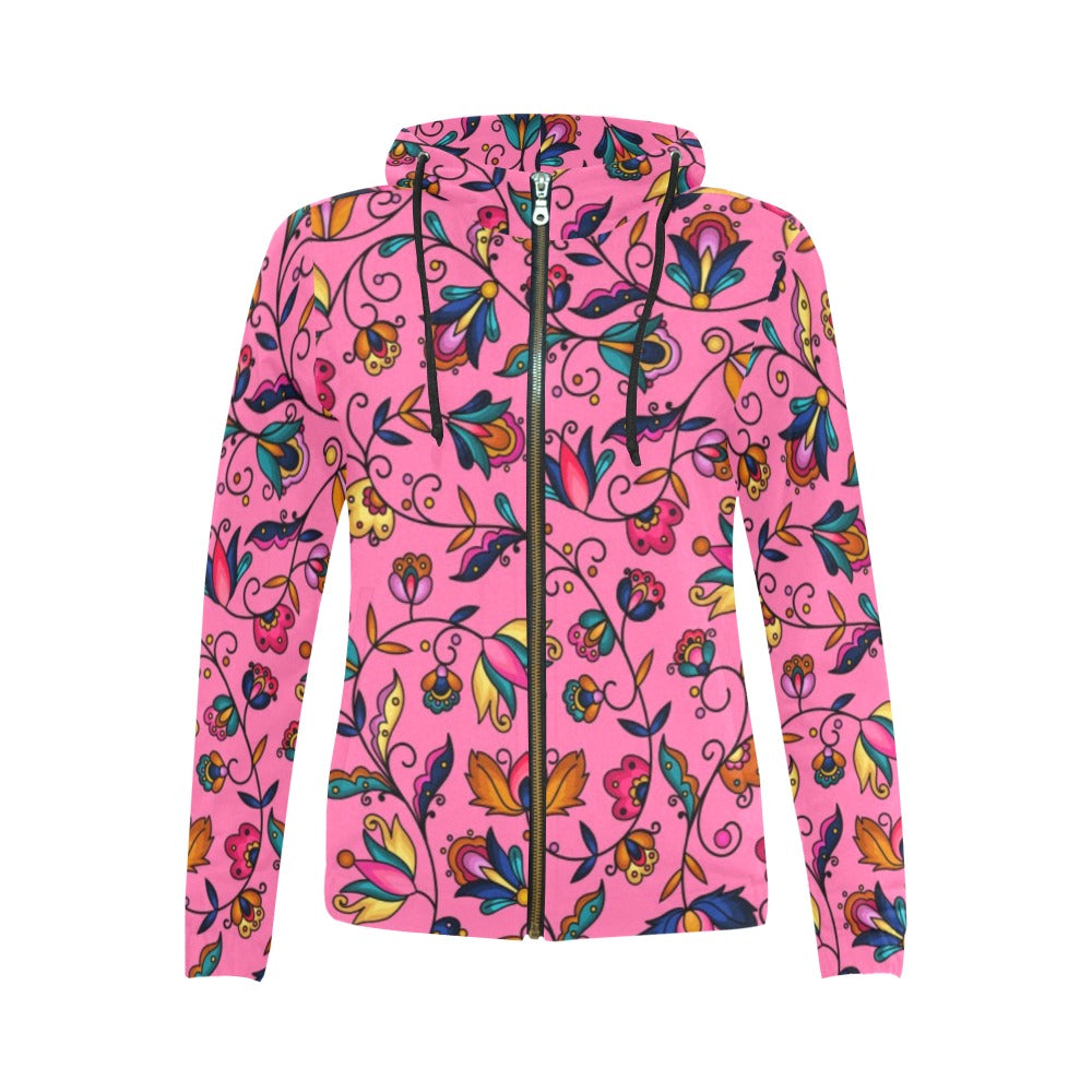 Copper Prairie Petals Full Zip Hoodie for Women