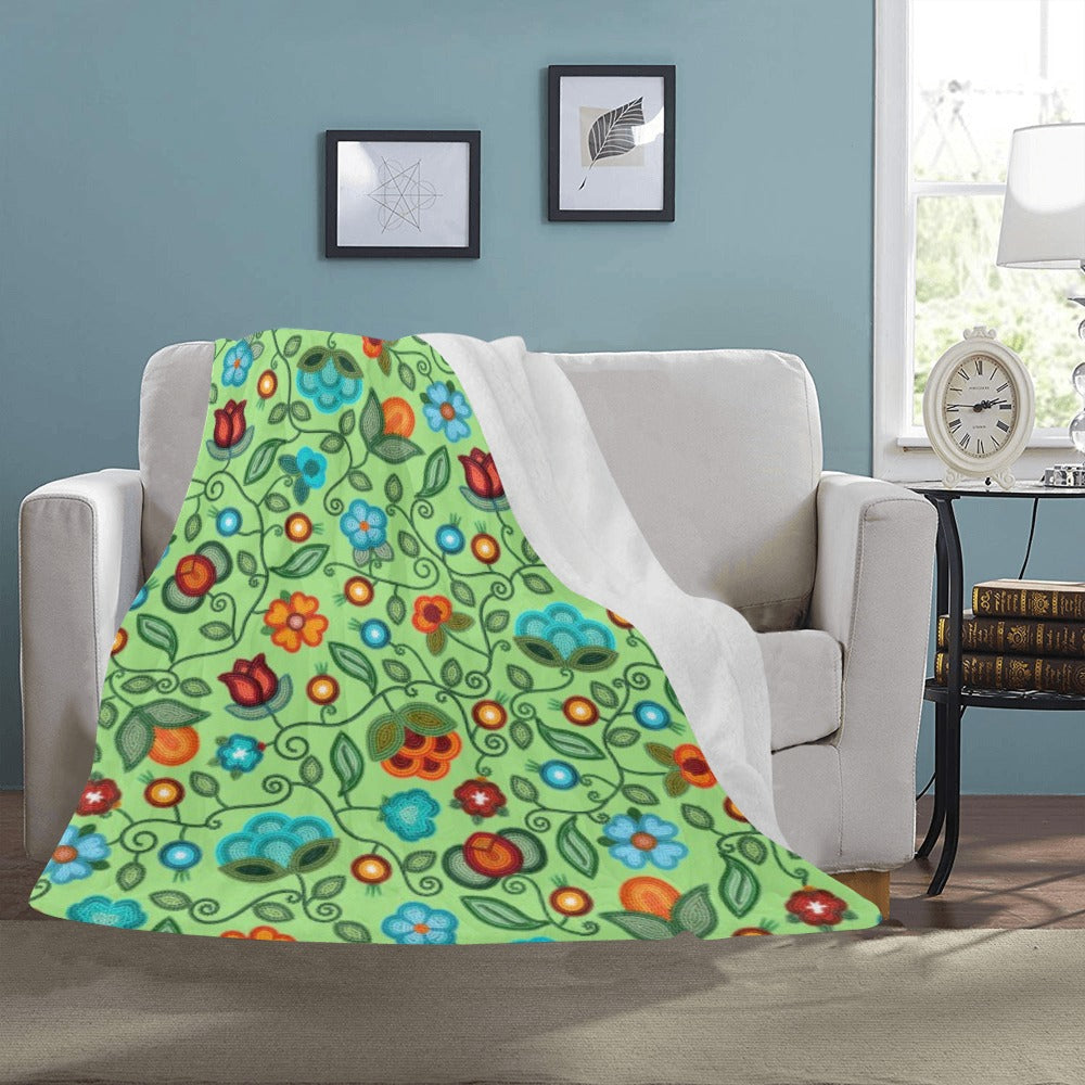 Prairie Fire Petals Sage Large Micro Fleece Blanket