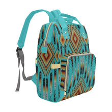 Load image into Gallery viewer, Fire Feather Turquoise Multi-Function Diaper Backpack/Diaper Bag
