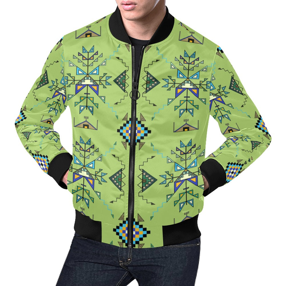 Bear Shield Green Bomber Jacket for Men
