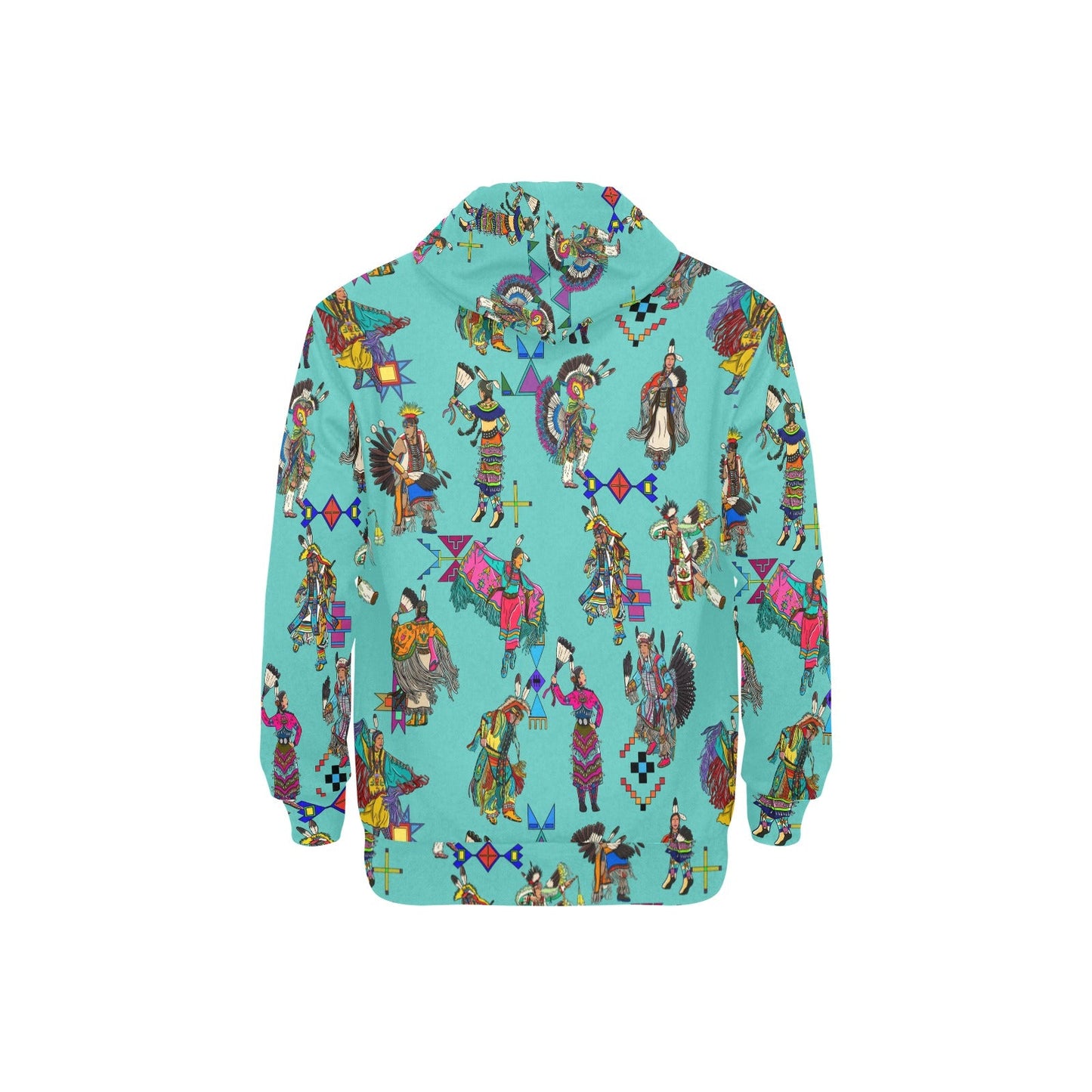 Grand Entry Dancers Eggshell Blue Men's Long Sleeve Fleece Hoodie