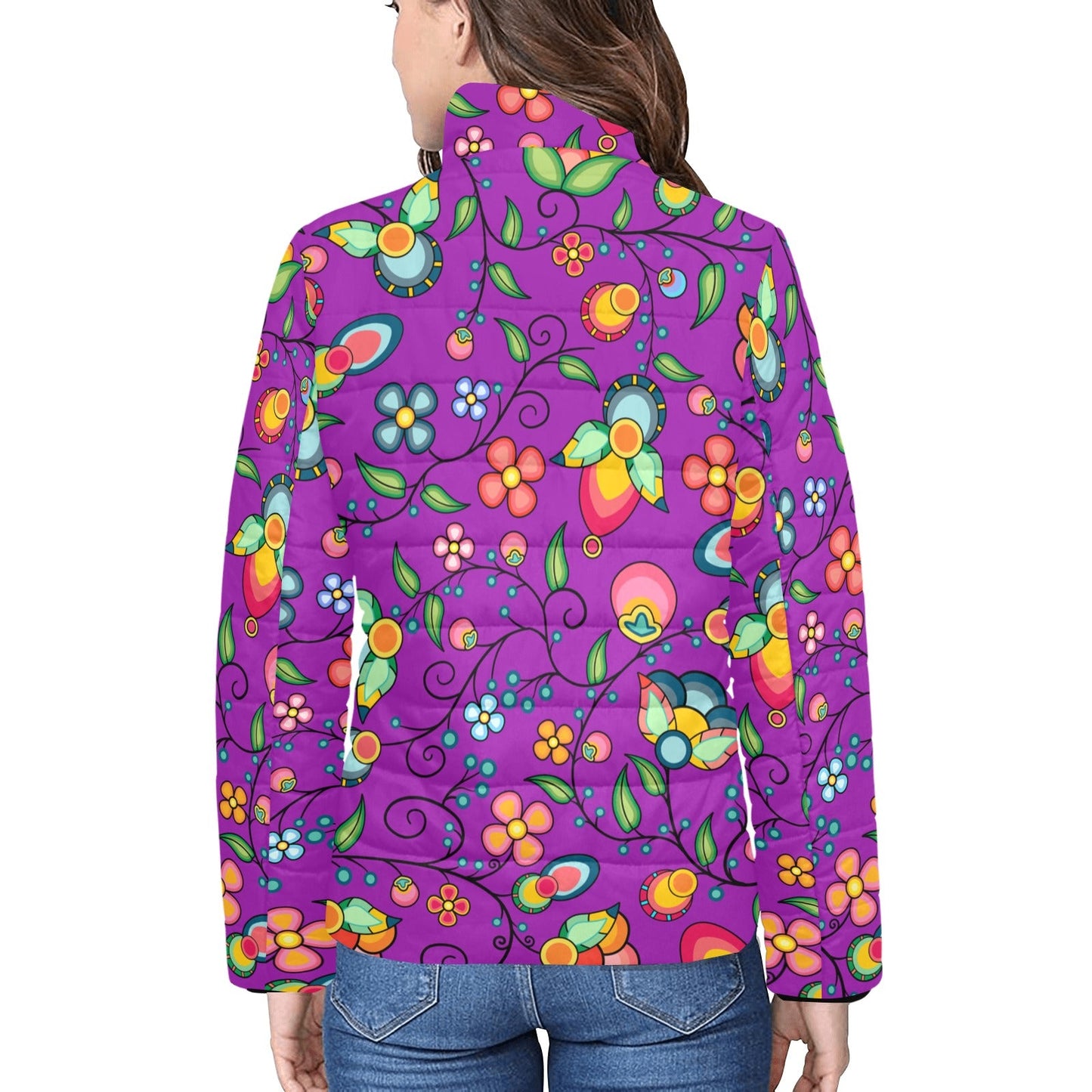 Floral Bounty Purple Women's Padded Jacket