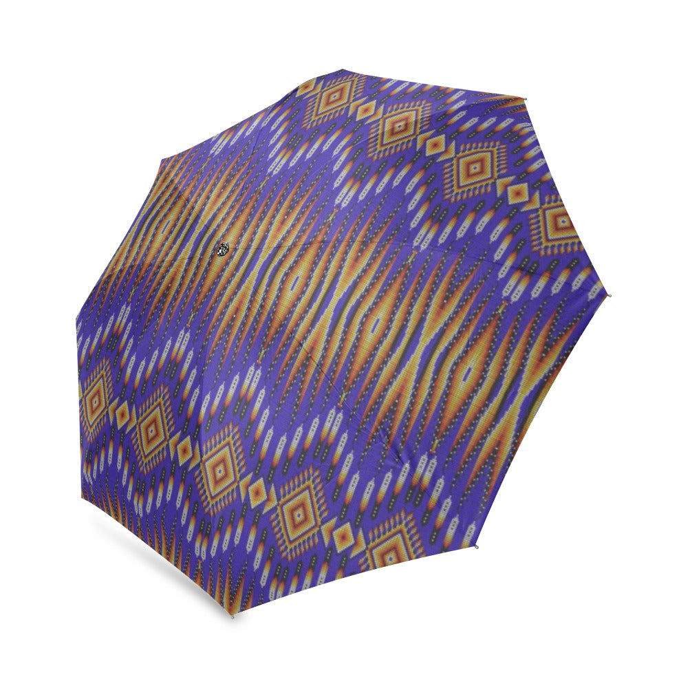 Fire Feather Blue Foldable Umbrella
