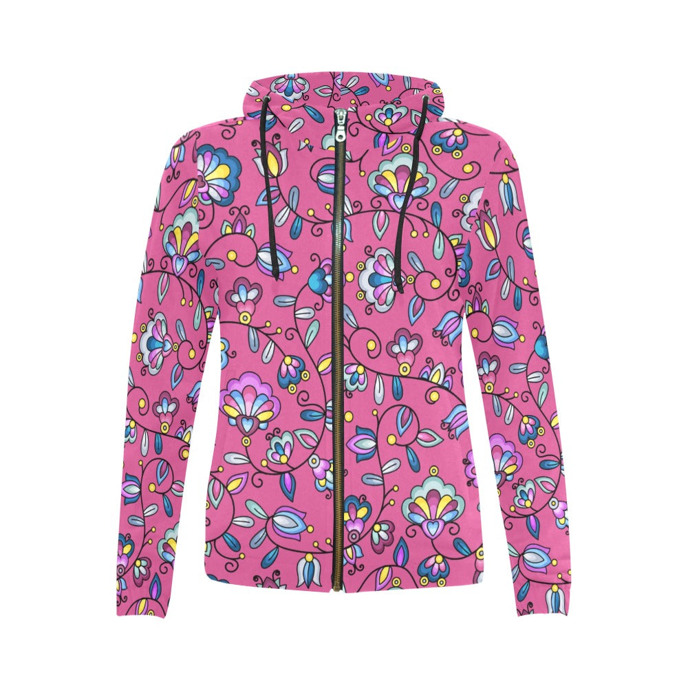 Autumn Bundle Blessing Pink Full Zip Hoodie for Women