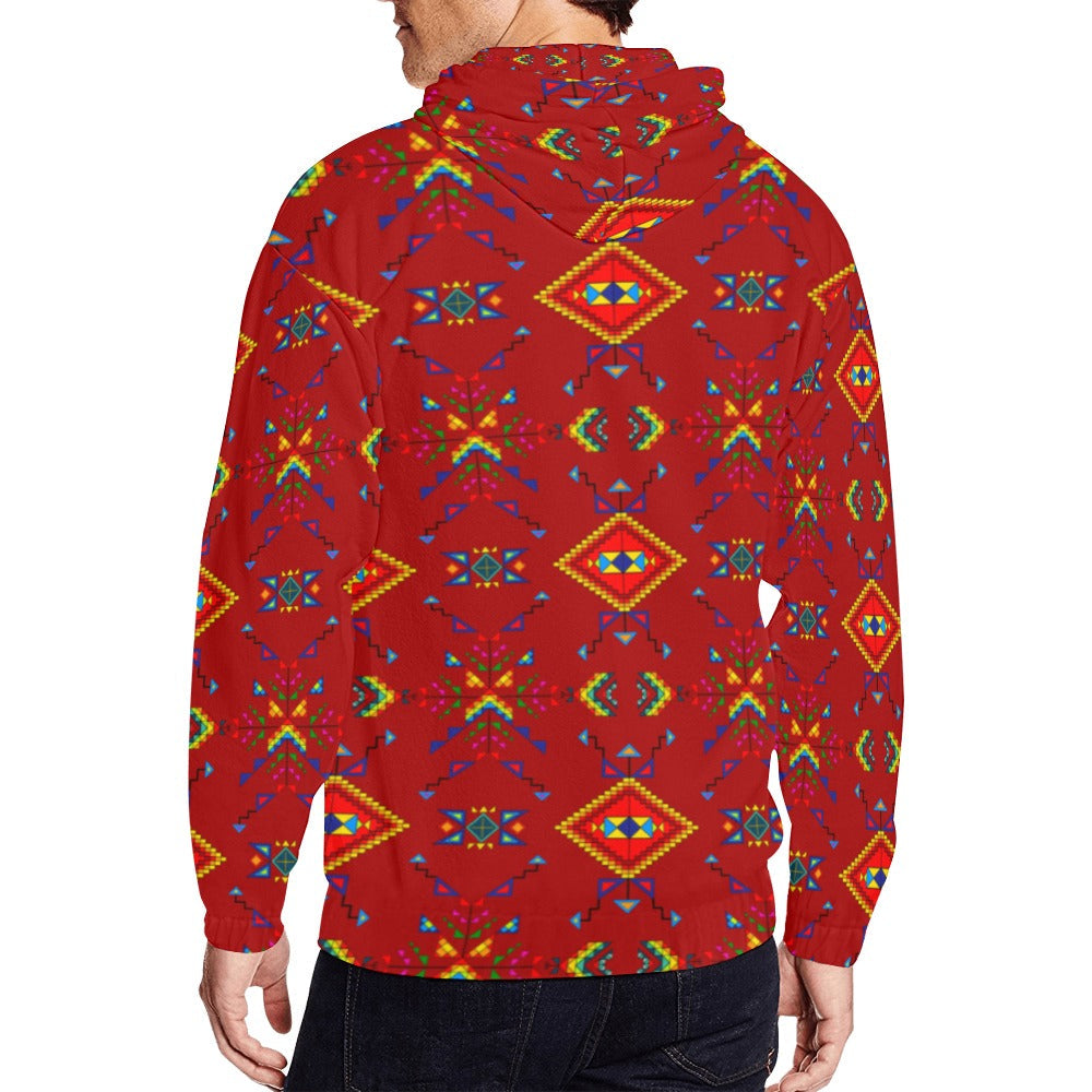 Buffalo Jump Red Men's Zipper Hoodie