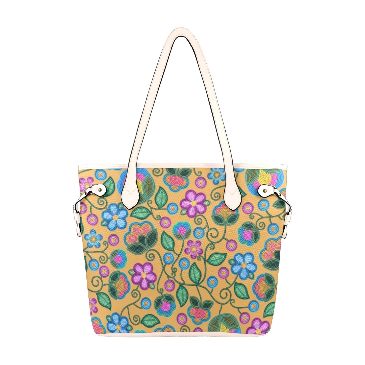 Turquoise Sunbeam Yellow Clover Canvas Tote