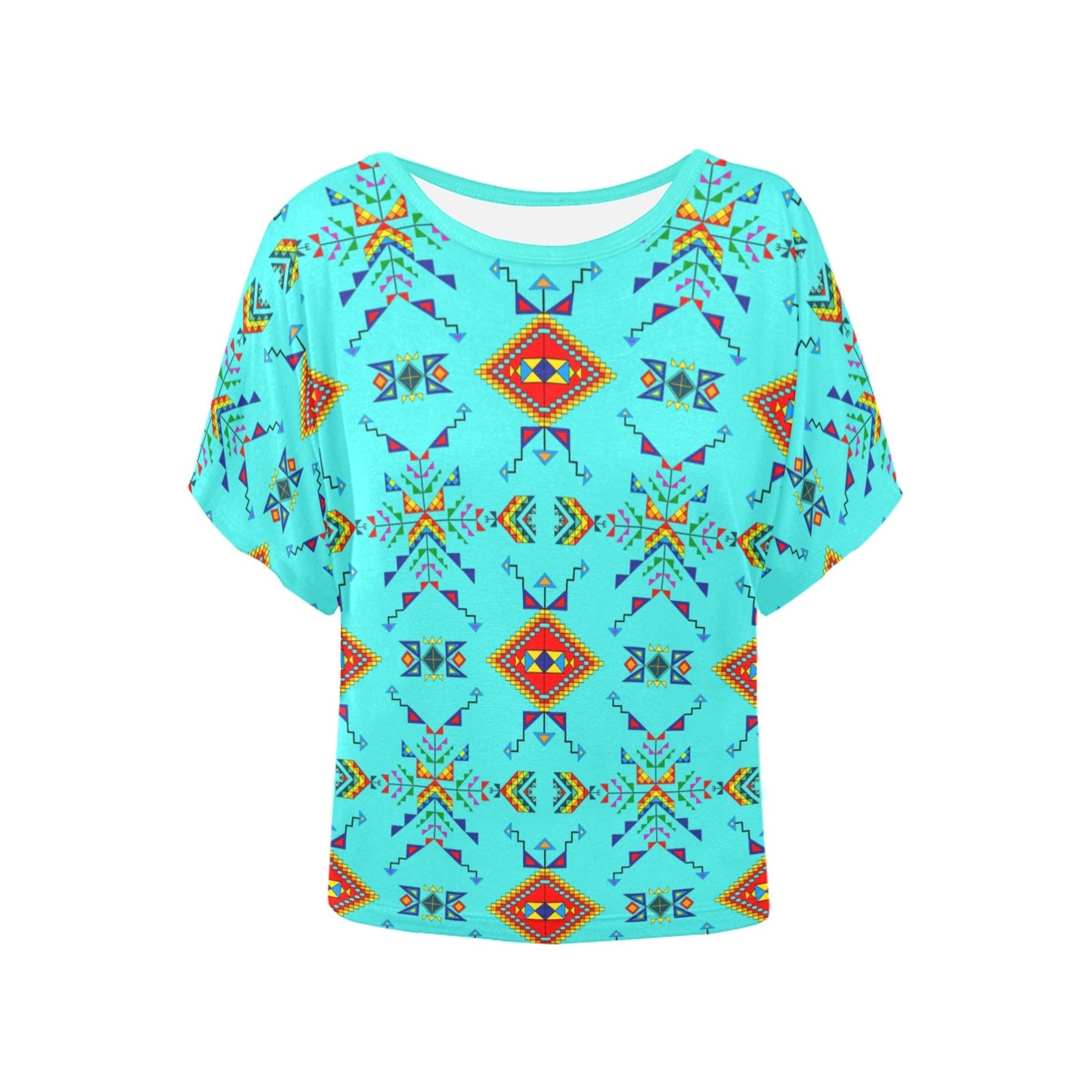 Buffalo Jump Turquoise Women's Batwing-Sleeved Blouse T shirt