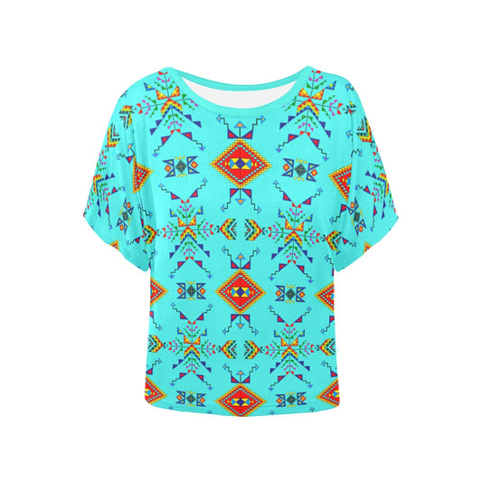Buffalo Jump Turquoise Women's Batwing-Sleeved Blouse T shirt