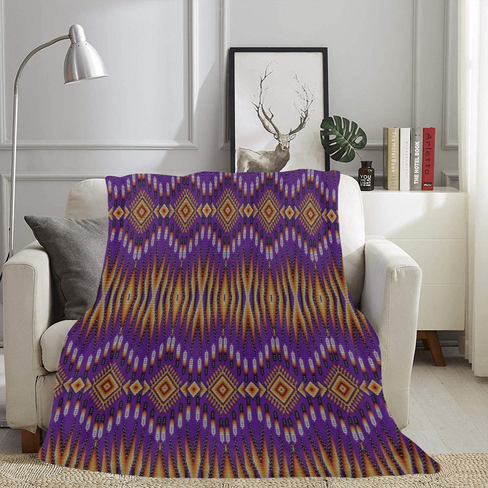 Fire Feather Purple X-Large Micro Fleece Blanket