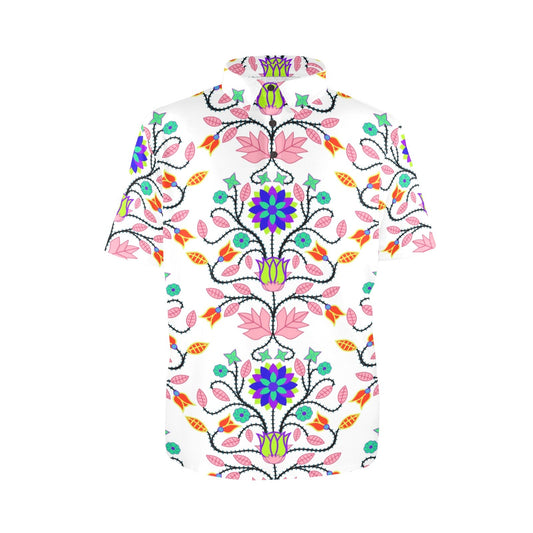 Floral Beadwork Four Clans White Polo Shirt