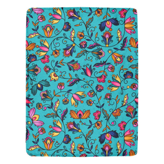 Copper Prairie Petals Turquoise X-Large Micro Fleece Blanket