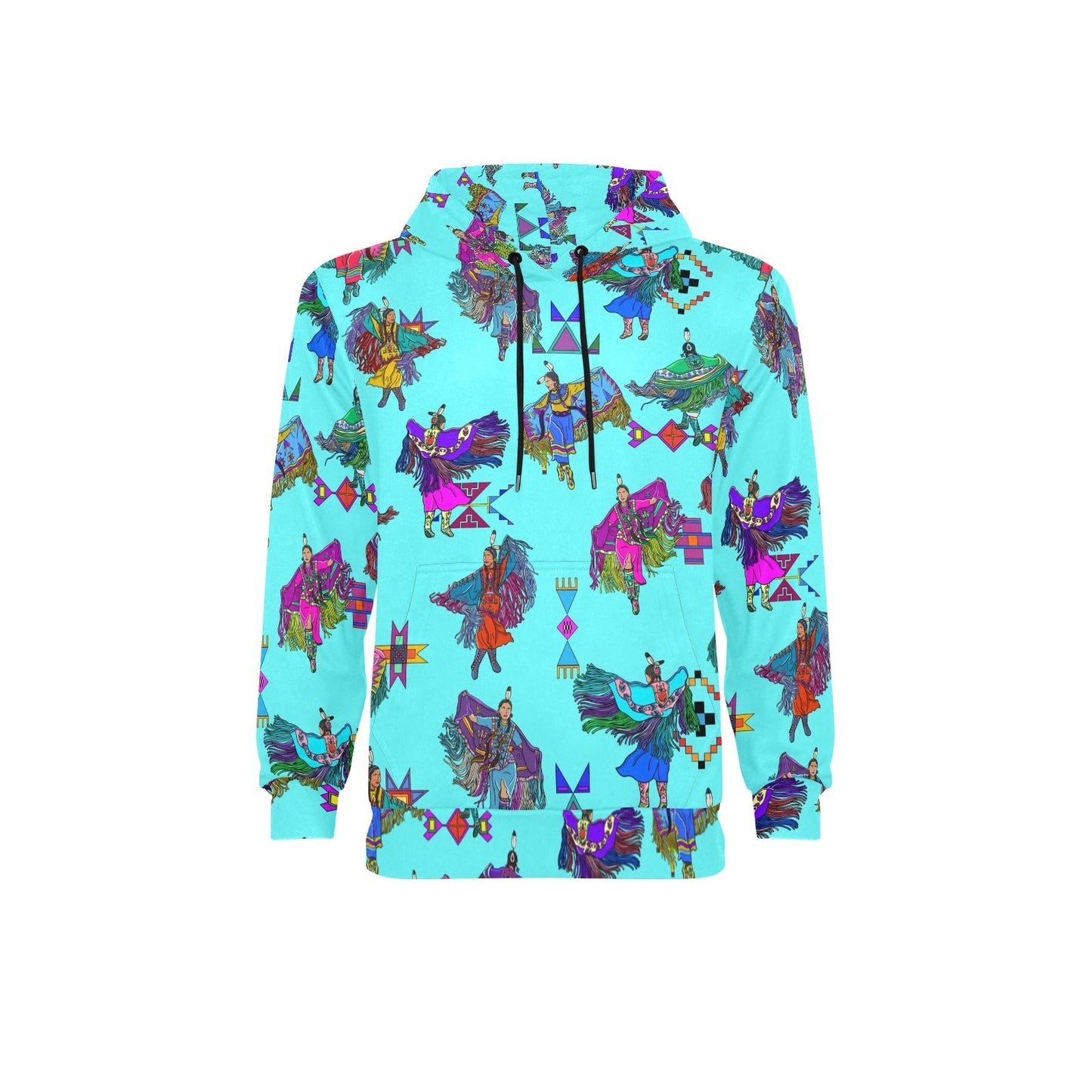 Women's Fancy Dancers Turquoise Men's Long Sleeve Fleece Hoodie