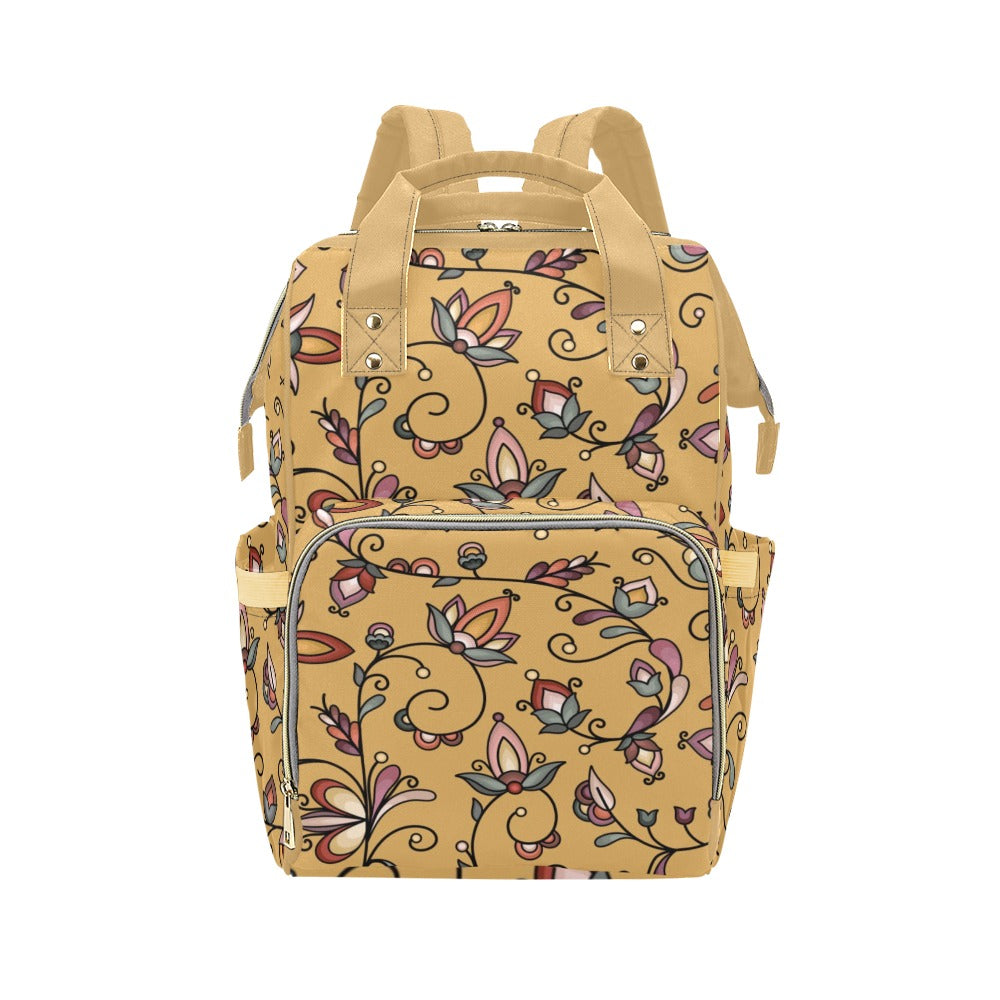 Burnt Sky Petals Gold Multi-Function Diaper Backpack/Diaper Bag