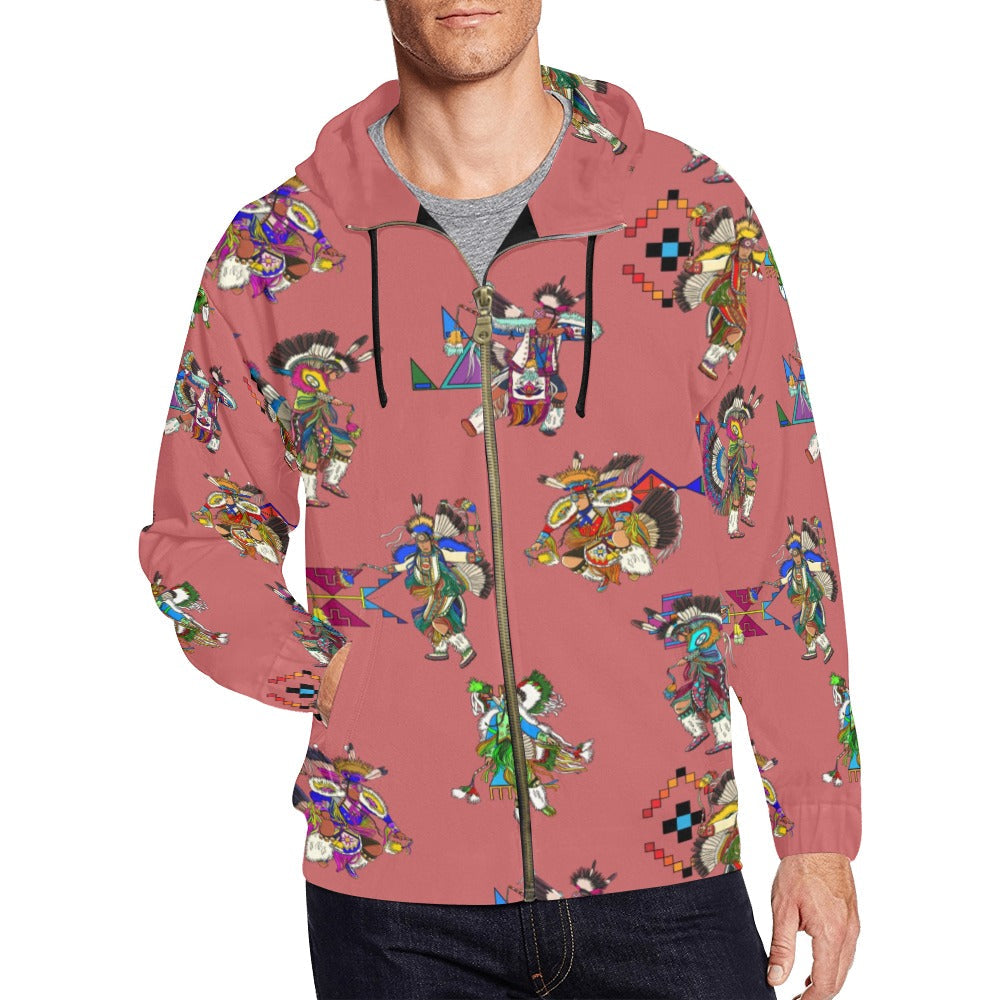 Men's Fancy Dancers Terra Cotta Men's Zipper Hoodie