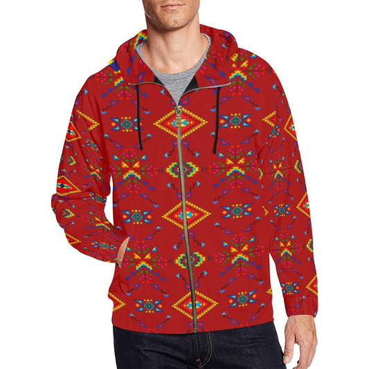 Buffalo Jump Red Men's Zipper Hoodie