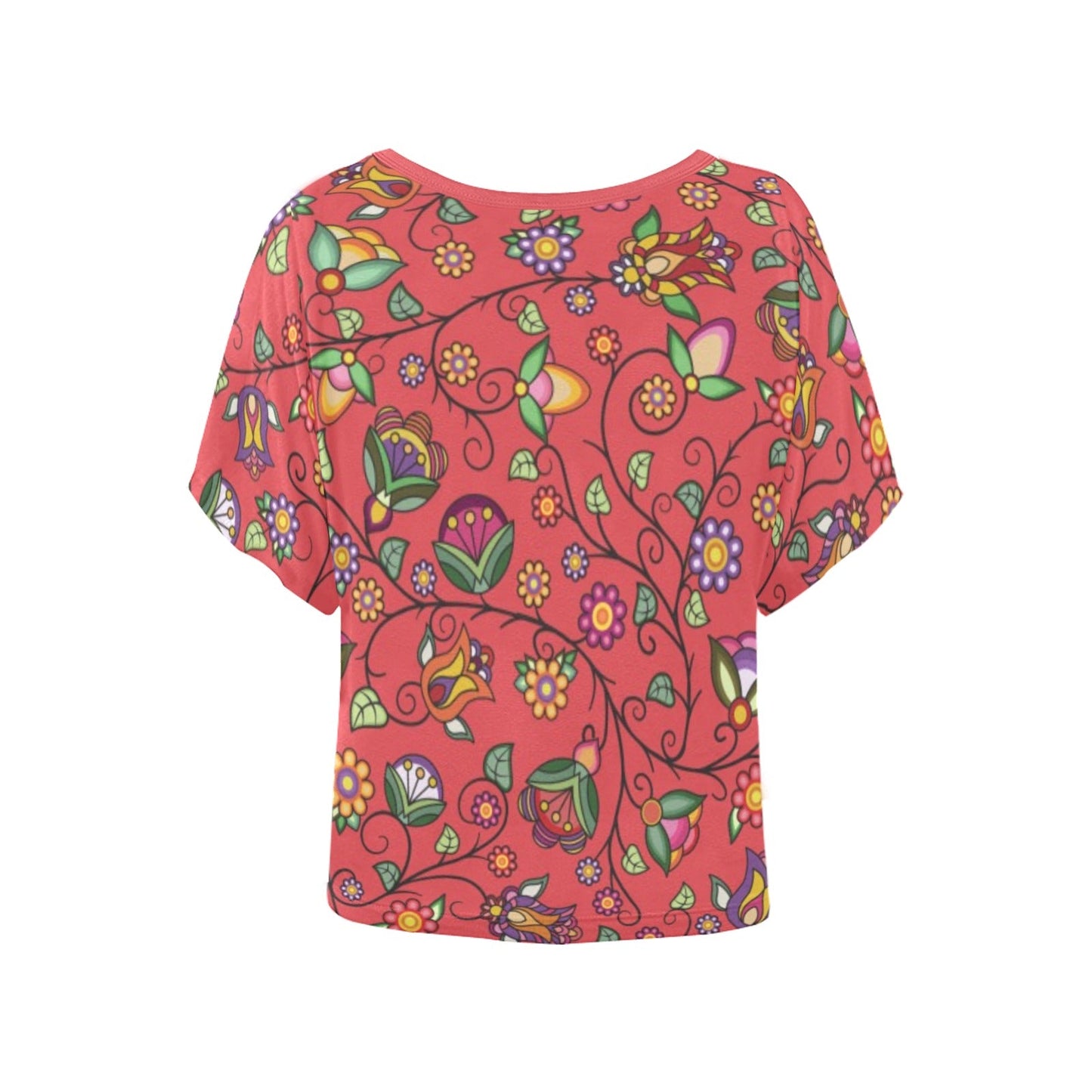 Heartbeat Petals Red Women's Batwing-Sleeved Blouse T shirt