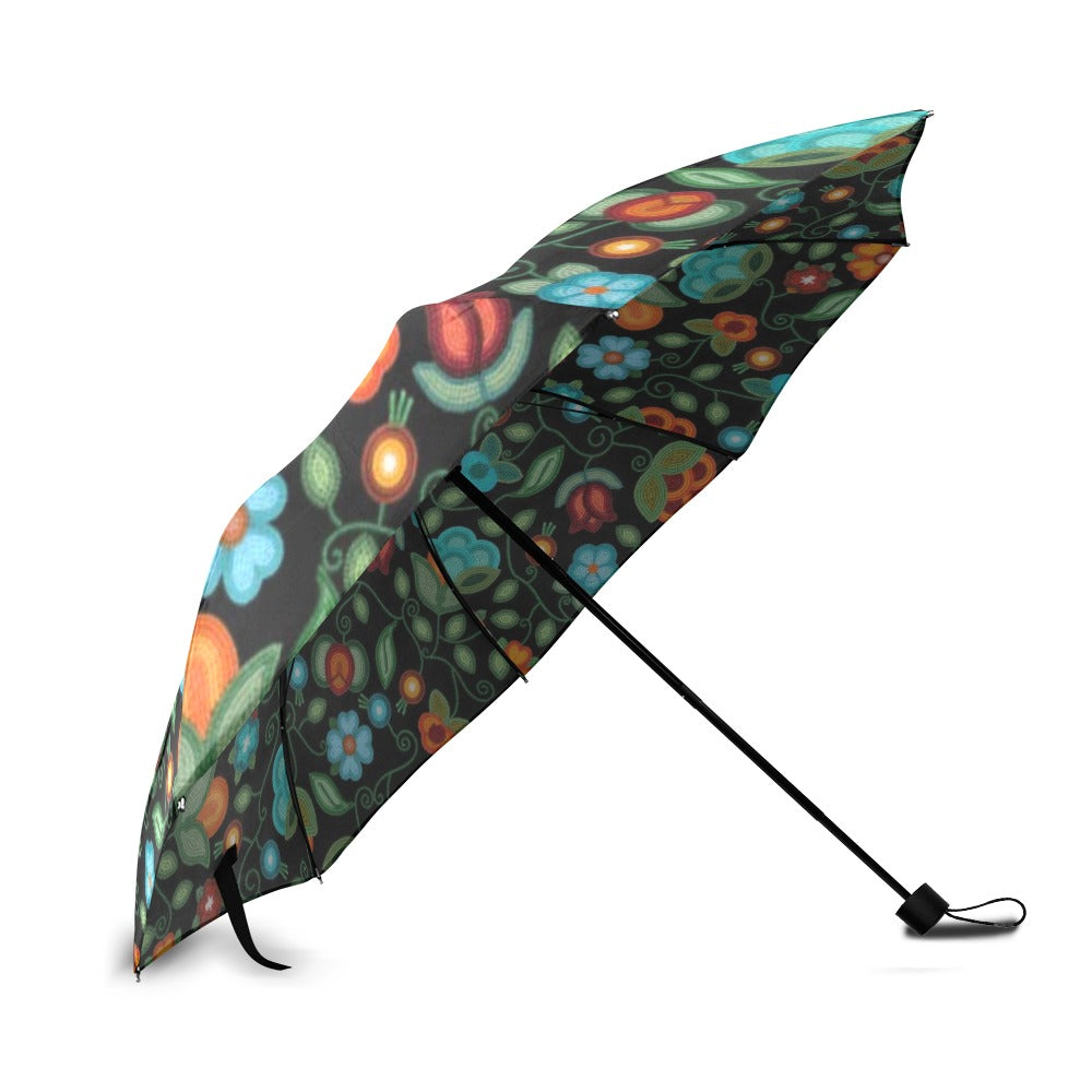 Prairie Fire Petals Black Foldable Umbrella