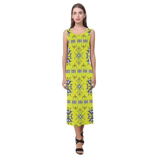 Eagle Strike Lime Phaedra Sleeveless Open Fork Long Dress
