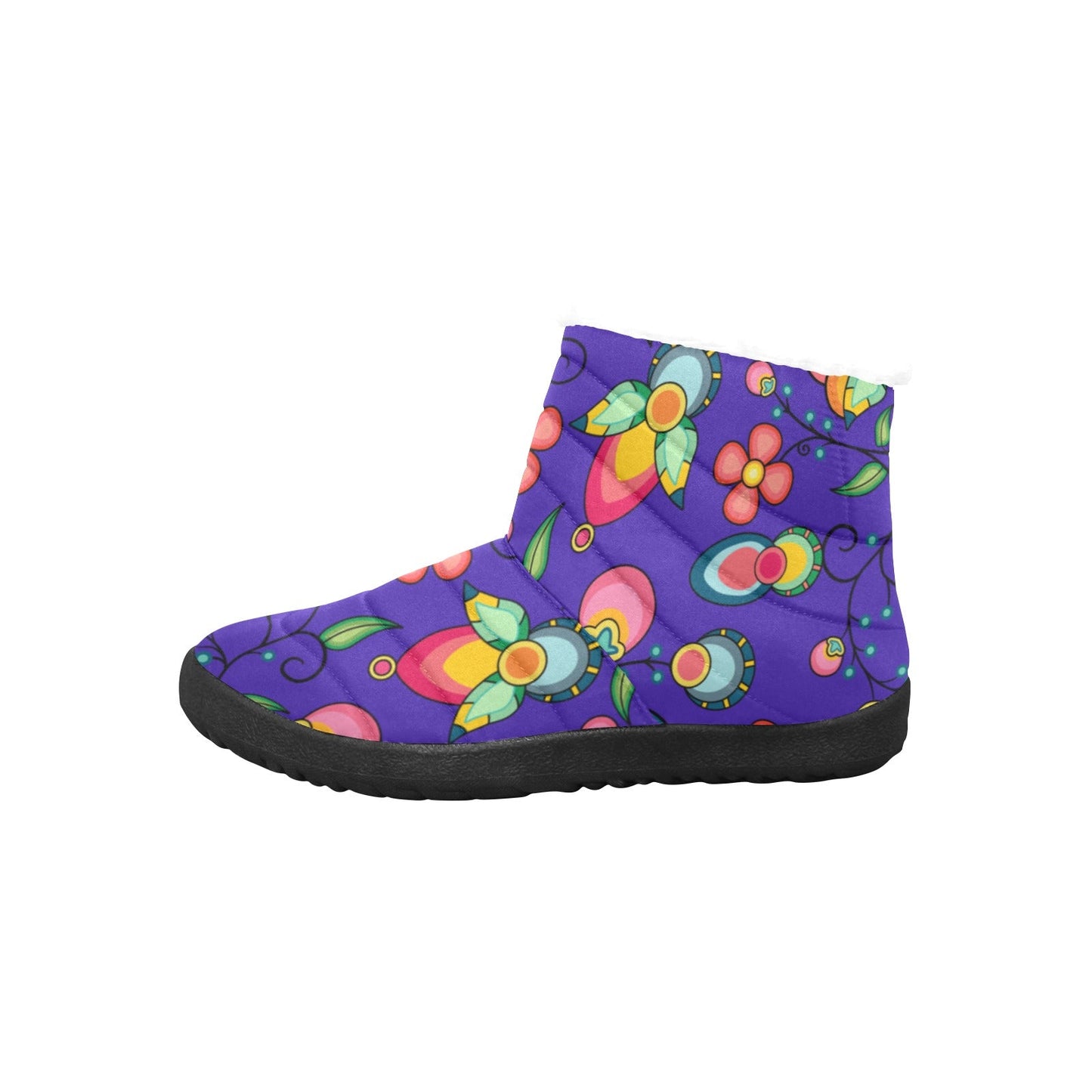 Floral Bounty Blue Women's Padded Winter Boot