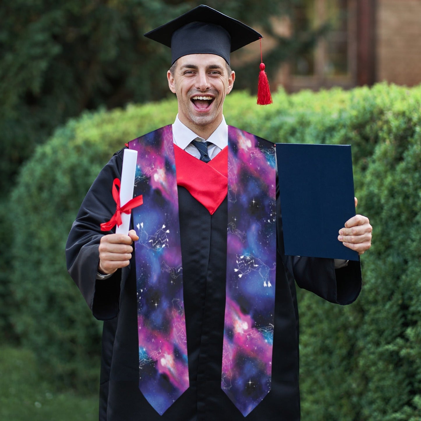 Animal Ancestors 1 Blue and Pink Graduation Stole