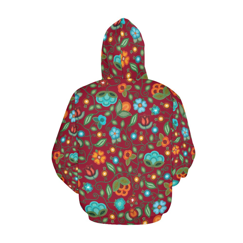 Prairie Fire Petals Red Hoodie for Women