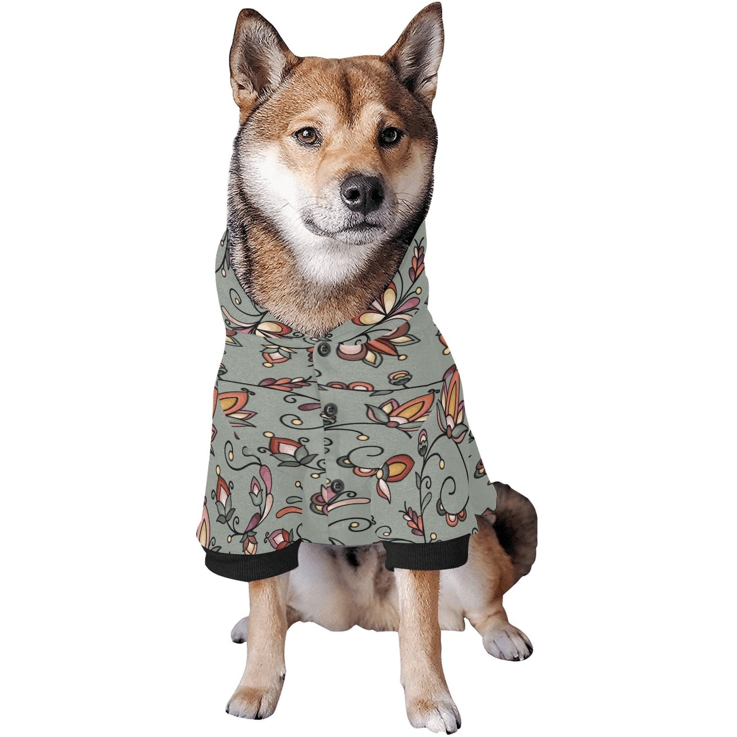 Burnt Sky Petals Green Pet Dog Hoodie