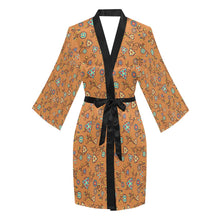 Load image into Gallery viewer, Fire Bloom Light Long Sleeve Kimono Robe Long Sleeve Kimono Robe e-joyer 
