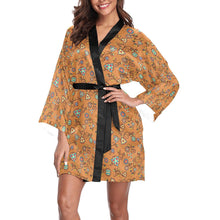 Load image into Gallery viewer, Fire Bloom Light Long Sleeve Kimono Robe Long Sleeve Kimono Robe e-joyer 
