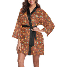 Load image into Gallery viewer, Fire Bloom Shade Long Sleeve Kimono Robe Long Sleeve Kimono Robe e-joyer 
