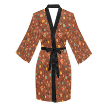 Load image into Gallery viewer, Fire Bloom Shade Long Sleeve Kimono Robe Long Sleeve Kimono Robe e-joyer 
