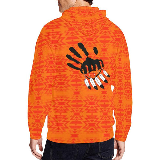 Fire Colors and Turquoise Zip Hoodie