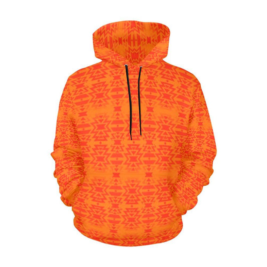 Fire Colors and Turquoise Hoodie for Women