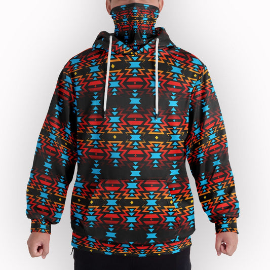 Fire Colors Hoodie With Half Balaclava