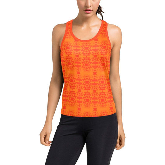 Fire Colors and Turquoise Racerback Tank Top