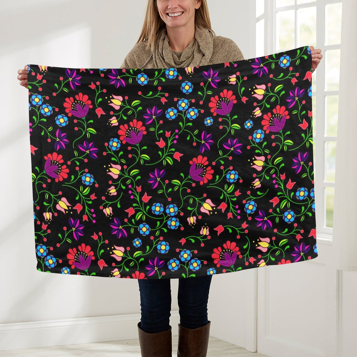 Fleur Indigine Small Baby Blanket by 49 Dzine