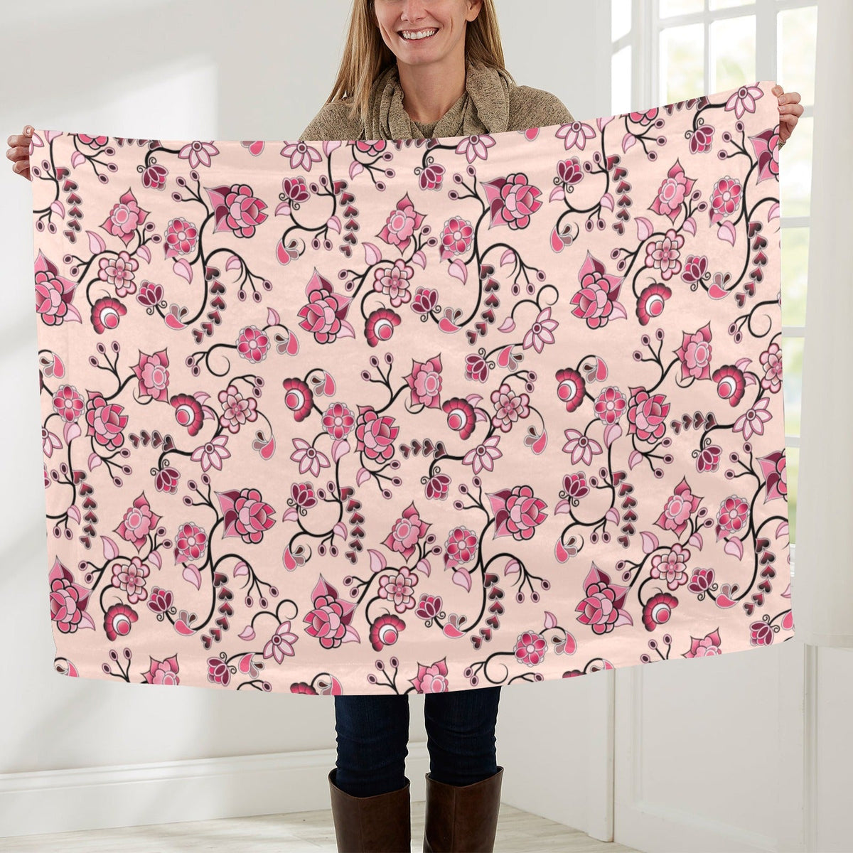 Floral Amour Large Baby Blanket by 49 Dzine
