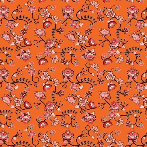 Floral Amour Orange - Colour Cotton Poplin Fabric By the Yard Fabric NBprintex 