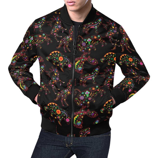Neon Floral Animals Bomber Jacket
