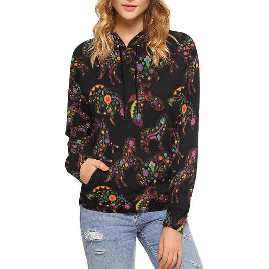 Neon Floral Animals Hoodie for Women