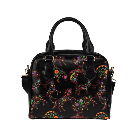 Neon Floral Animals Shoulder Handbag